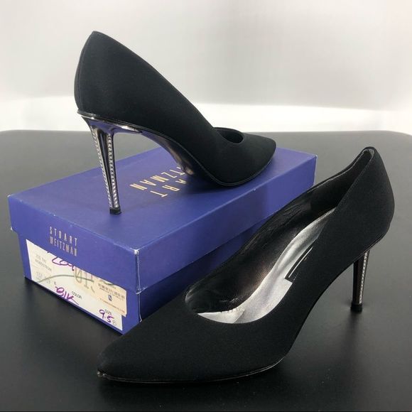 Stuart Weitzman Black Crystal Metal High Heels Pumps with Box - Picture 1 of 16